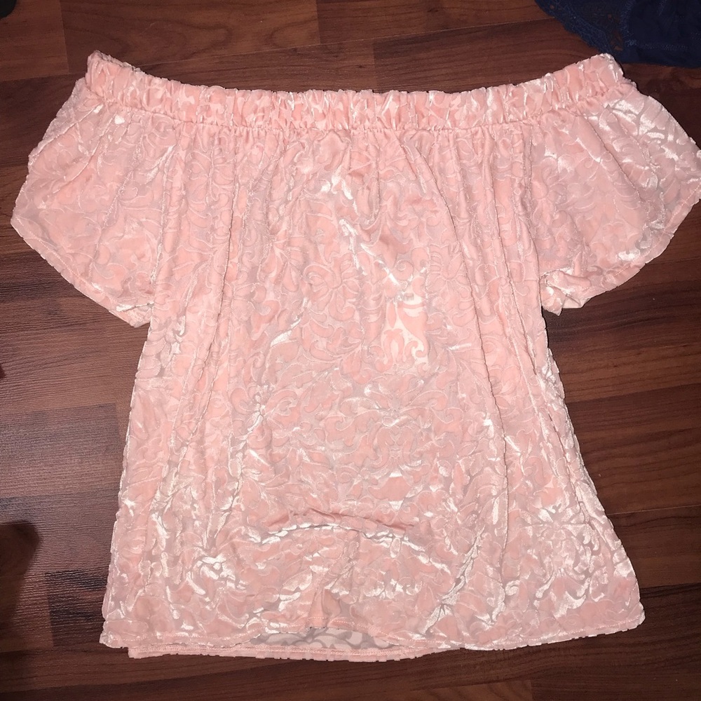 Hollister Velvet/Suede Floral Pink Off Shoulder